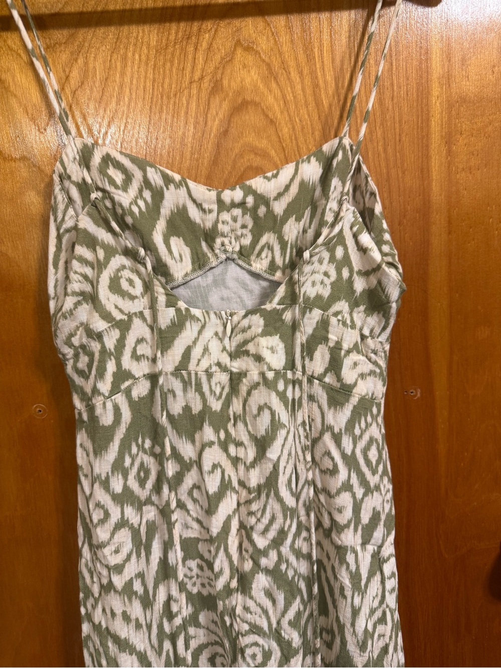 Zara Olive Green and White Patterned Slip Dress - Picture 4 of 6